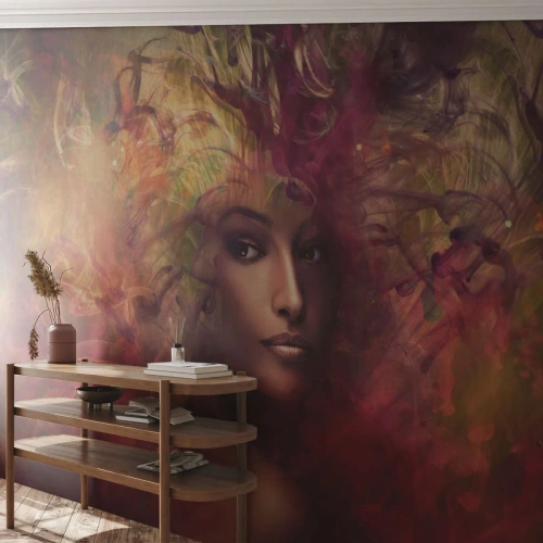 Fotobehang Standard Eco - Ik ben hier! - Vrouw, Het gezicht van de vrouw, Lichaam - 400x280 cm
