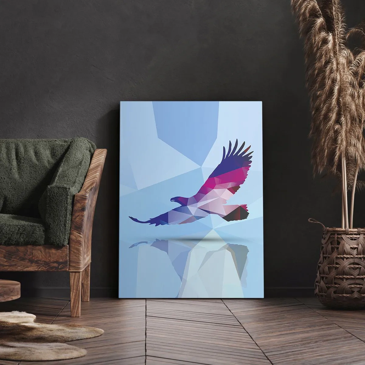 Schilderen op canvas - Adelaar in een lila kristal - 50x70 cm
