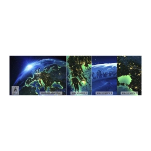 Fotobehang Monster Zelfklevend Deluxe Sticker - Sprankelend Europa - Kosmos, Planeet aarde, Continenten - 100x30 cm