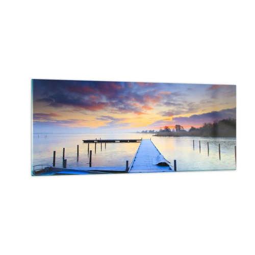 Schilderen op glas - Violet-gouden kalmte - 100x40 cm