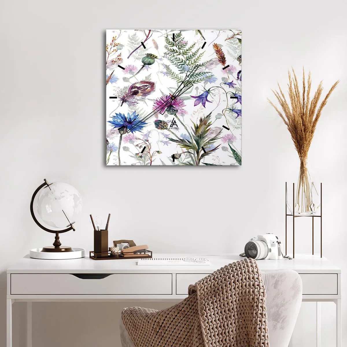 Wandklok - Klok - Pools herbarium - 40x40 cm