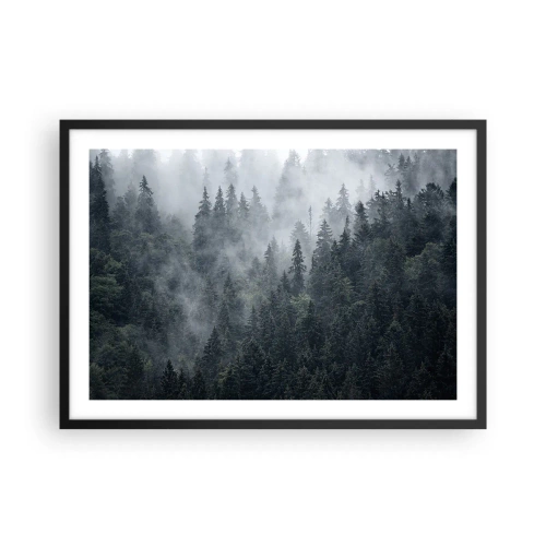 Poster in een zwarte lijst - Bos dageraad - 70x50 cm