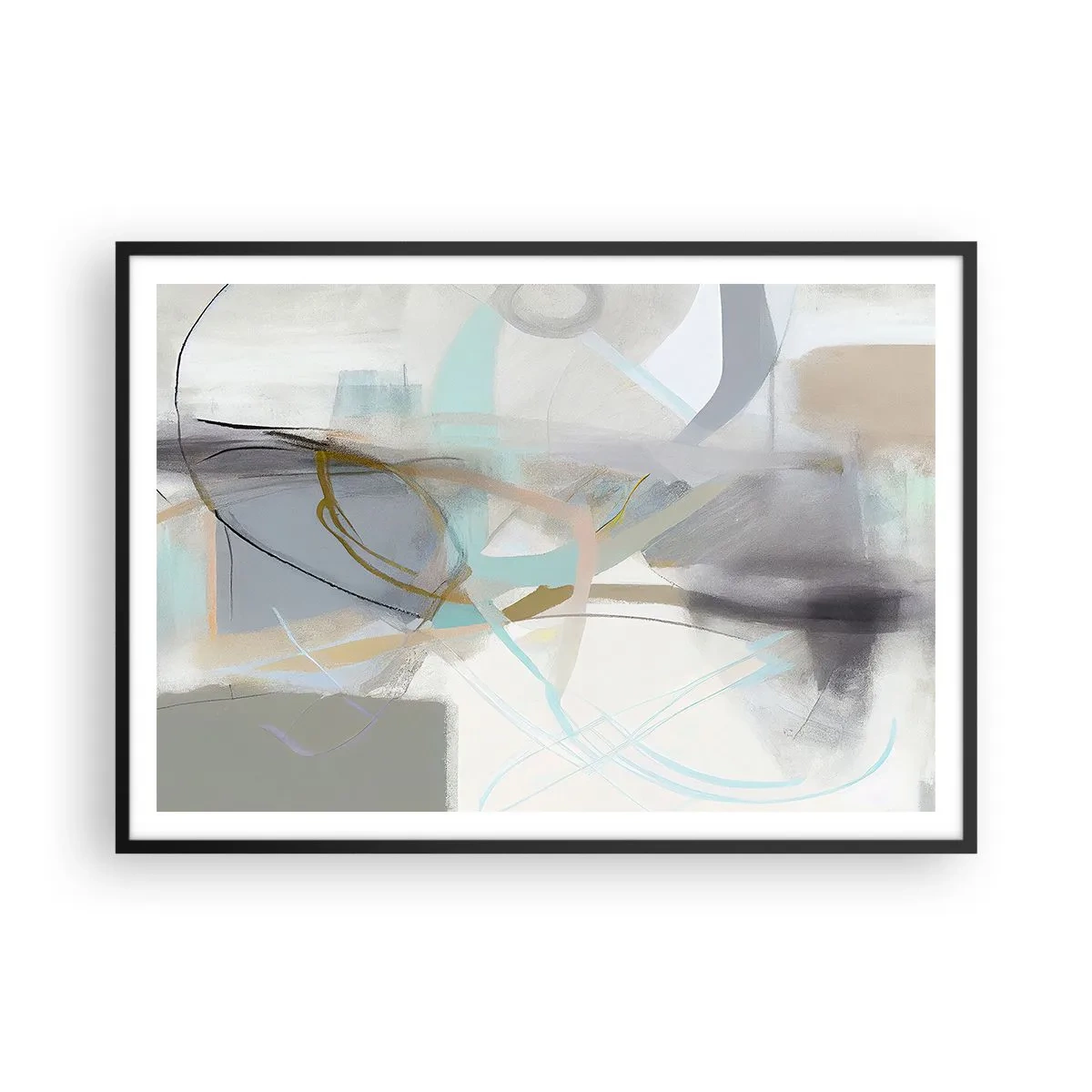 Poster in een zwarte lijst - Mistige abstractie - 100x70 cm
