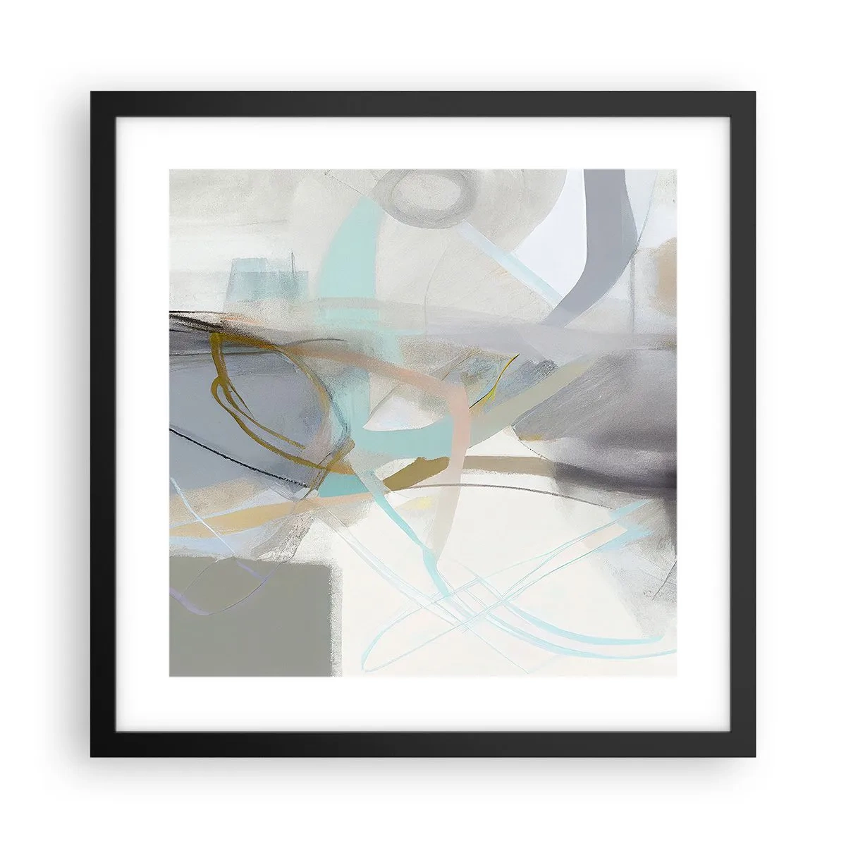 Poster in een zwarte lijst - Mistige abstractie - 40x40 cm