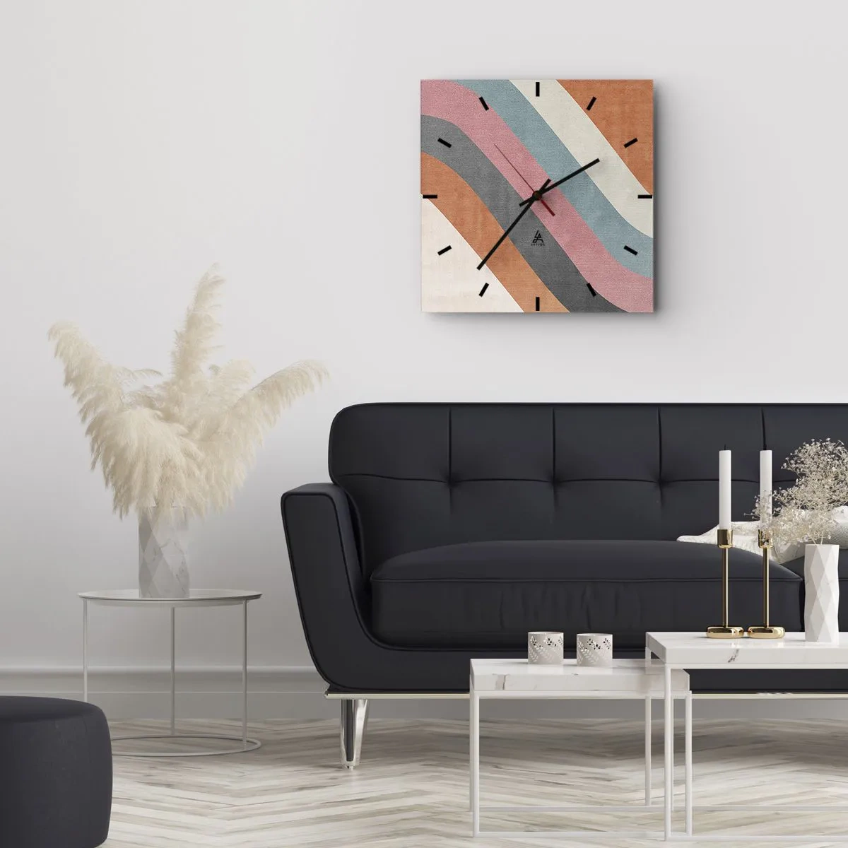 Wandklok - Klok - Diagonale compositie – beweging - 40x40 cm