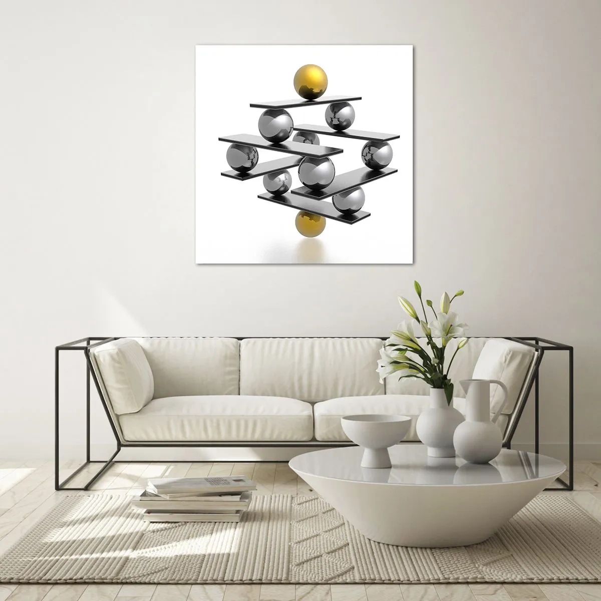 Schilderen op glas - Goud-zilver balans - 60x60 cm