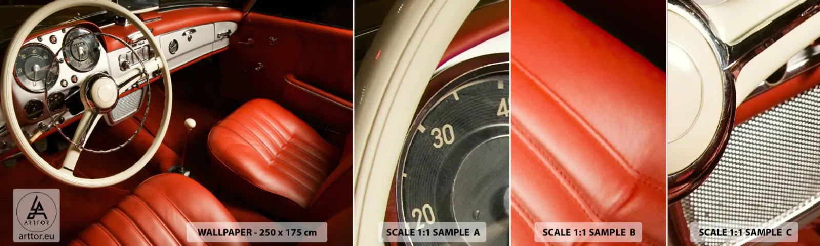 Fotobehang Staaltje Standard Eco - Vintage luxe - Auto, Klassiek, Automobiel - 100x30 cm