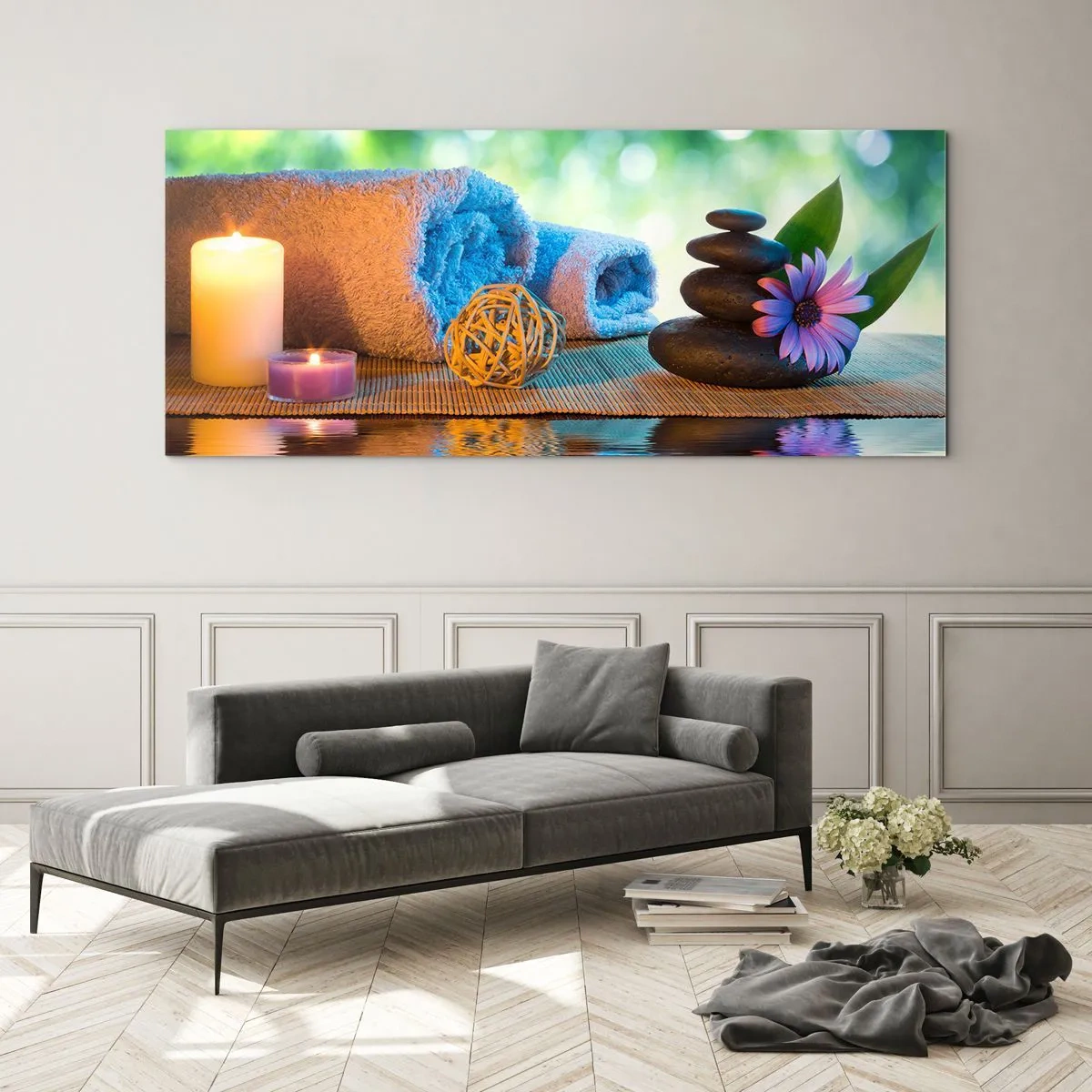 Schilderen op glas - Tijd voor het lichaam - 90x30 cm