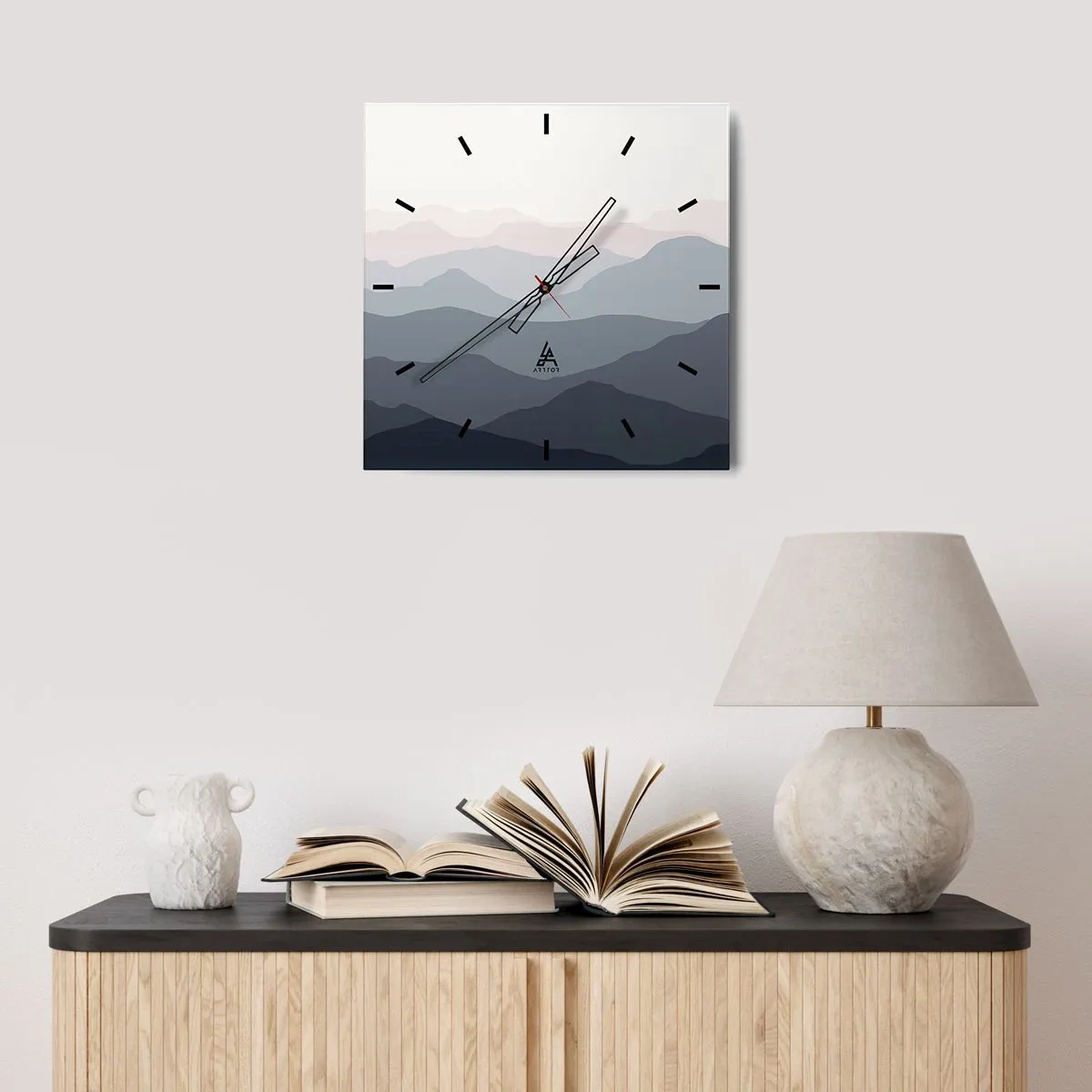 Wandklok - Klok - Golven van de bergen - 30x30 cm
