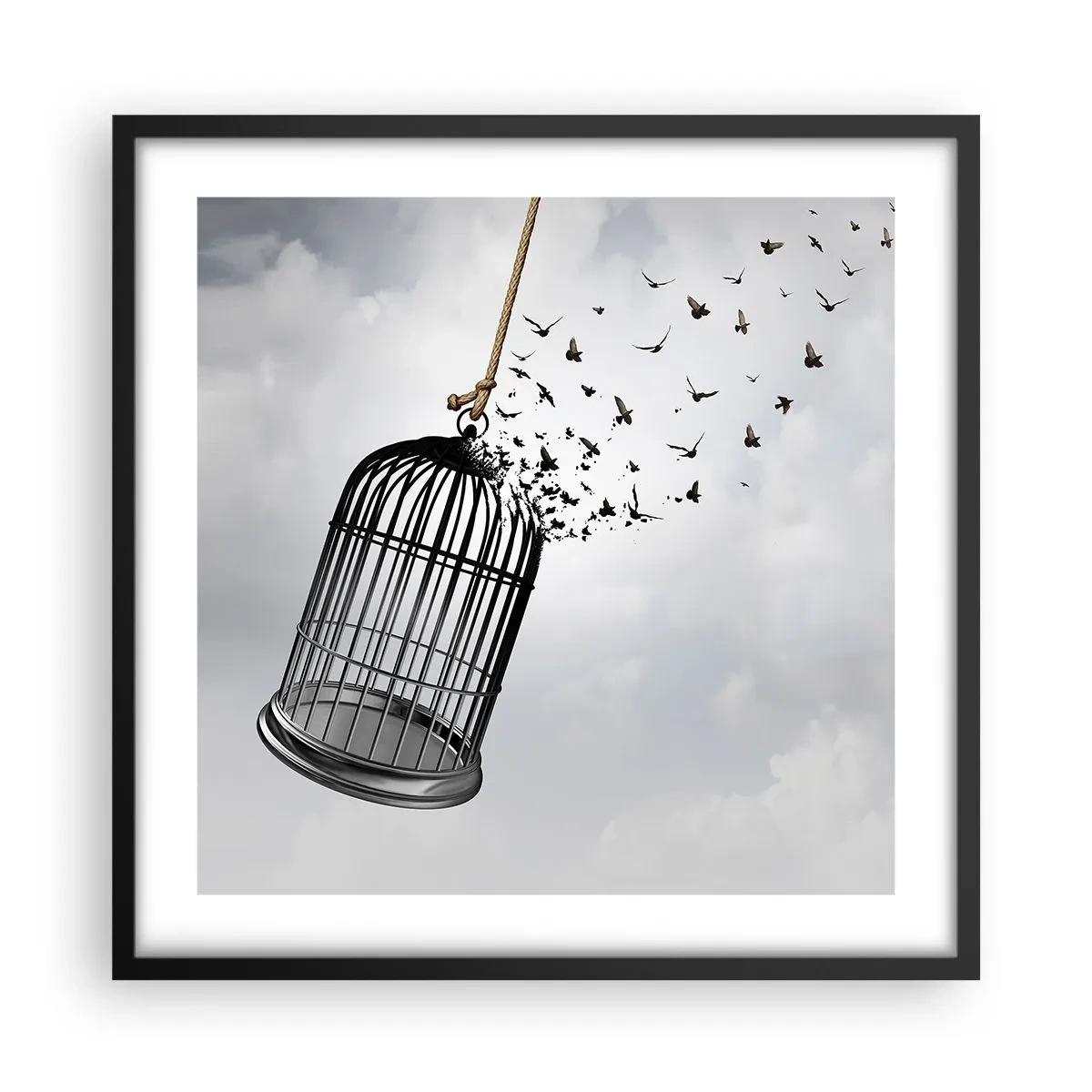 Poster in een zwarte lijst - Geloof ... Hoop ... Vrijheid! - 50x50 cm