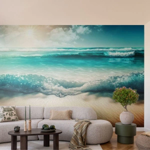 Fotobehang Premium Sand - De vrede van de oceaan - Strand, Zee, Rand - 450x315 cm