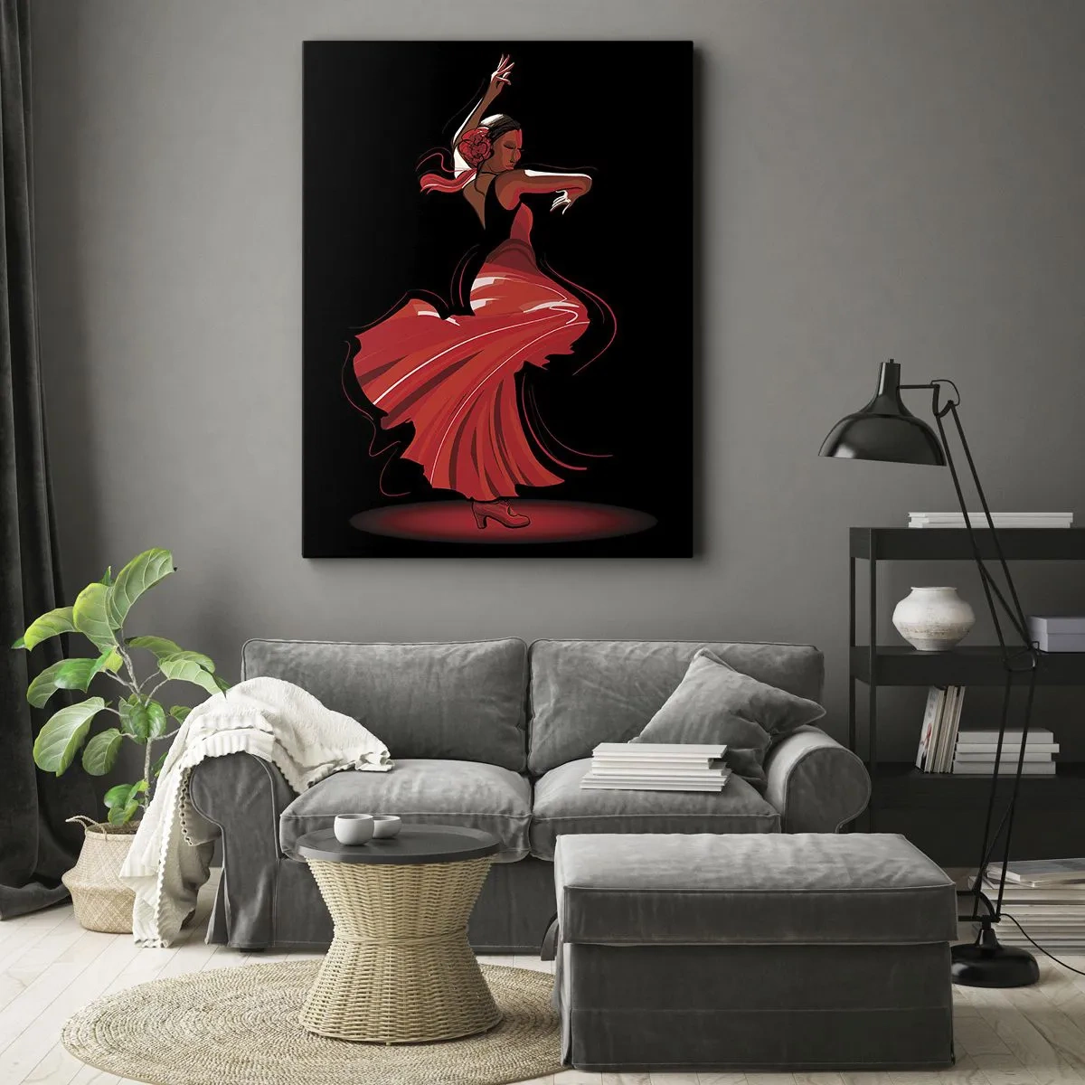 Schilderen op canvas - De vurige geest van flamenco - 80x120 cm