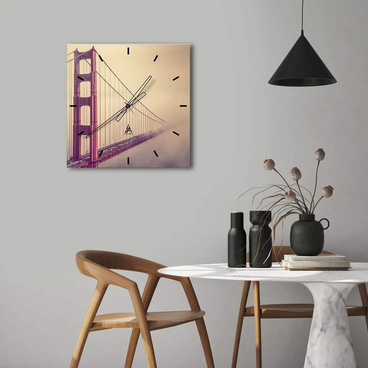 Wandklok - Klok - Tussen hemel en aarde - 30x30 cm