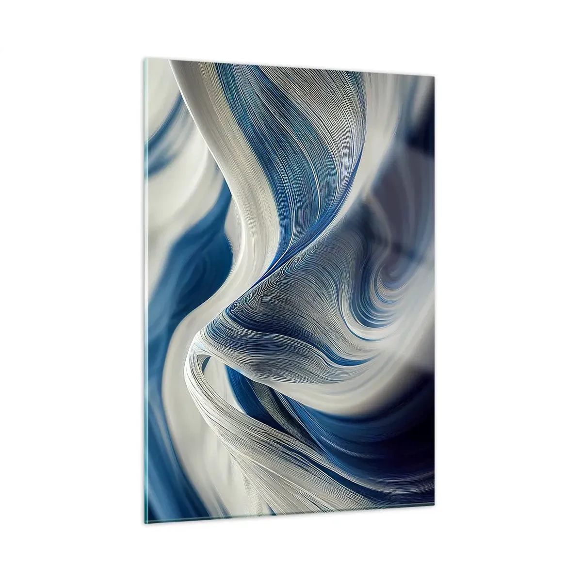 Schilderen op glas - De vloeibaarheid van blauw en wit - 50x70 cm