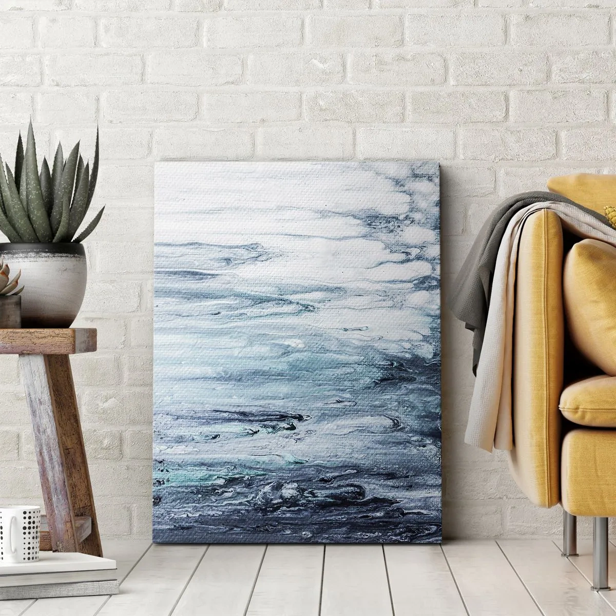 Schilderen op canvas - Blauwe ijspegels - 50x70 cm
