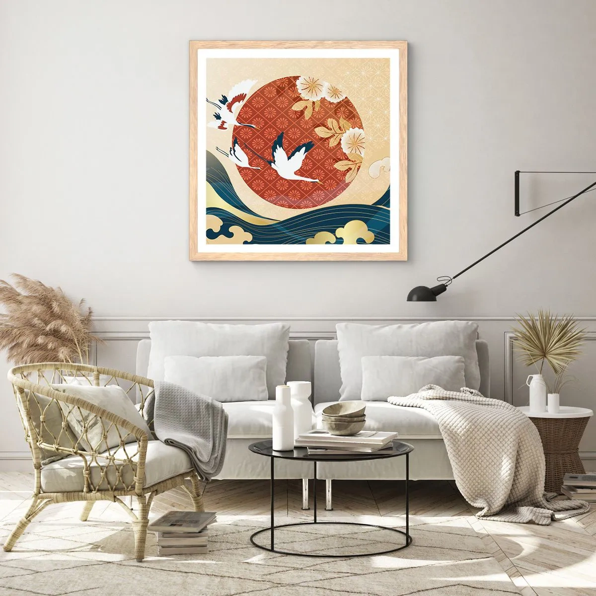 Een poster in een licht eiken lijst - Japans sprookje - 60x60 cm