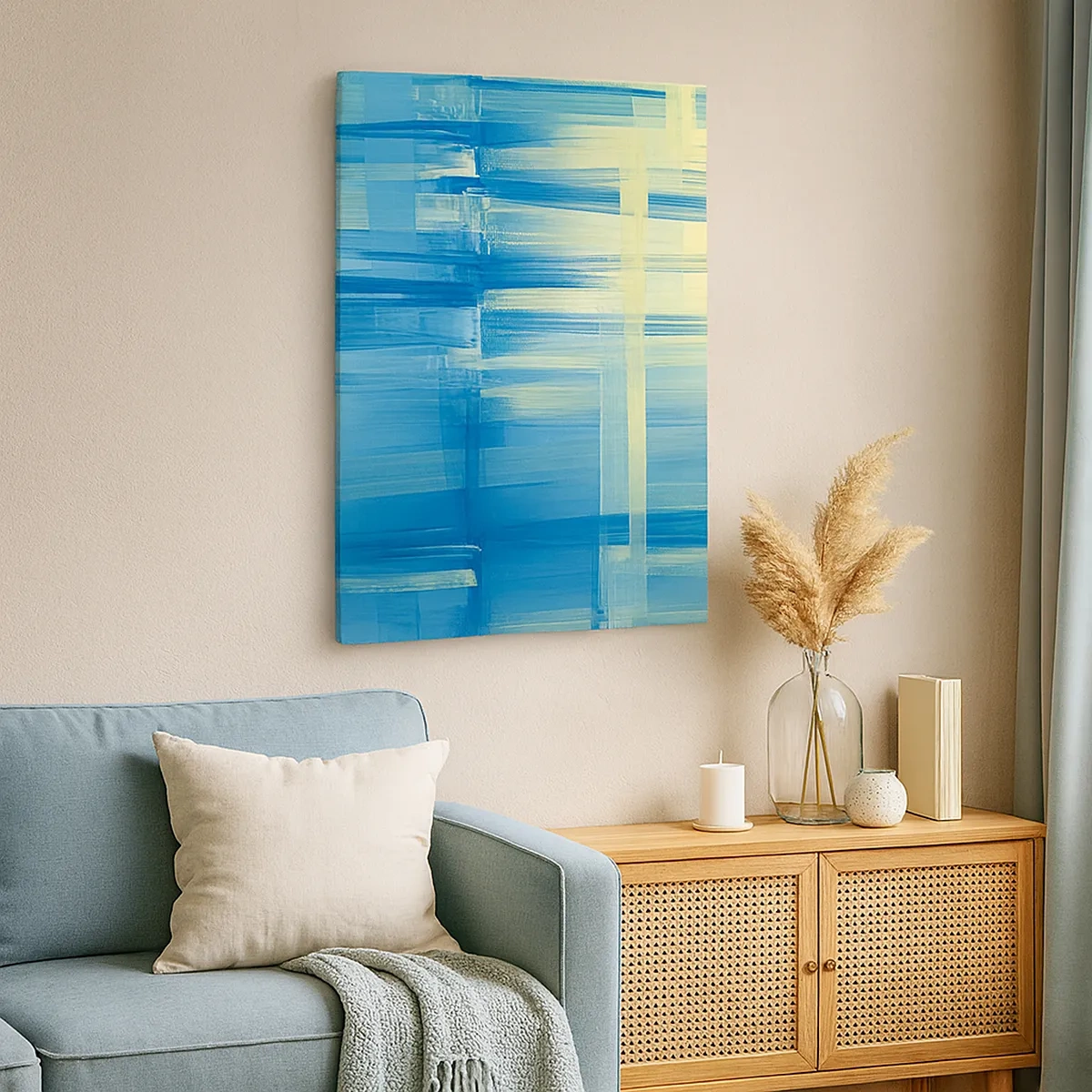 Schilderen op canvas - Compositie in turkoois - 50x70 cm