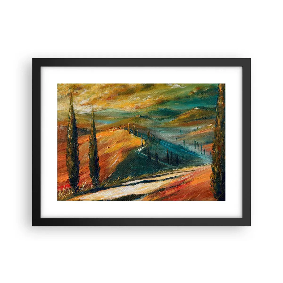 Poster in een zwarte lijst - Toscaans landschap - 40x30 cm