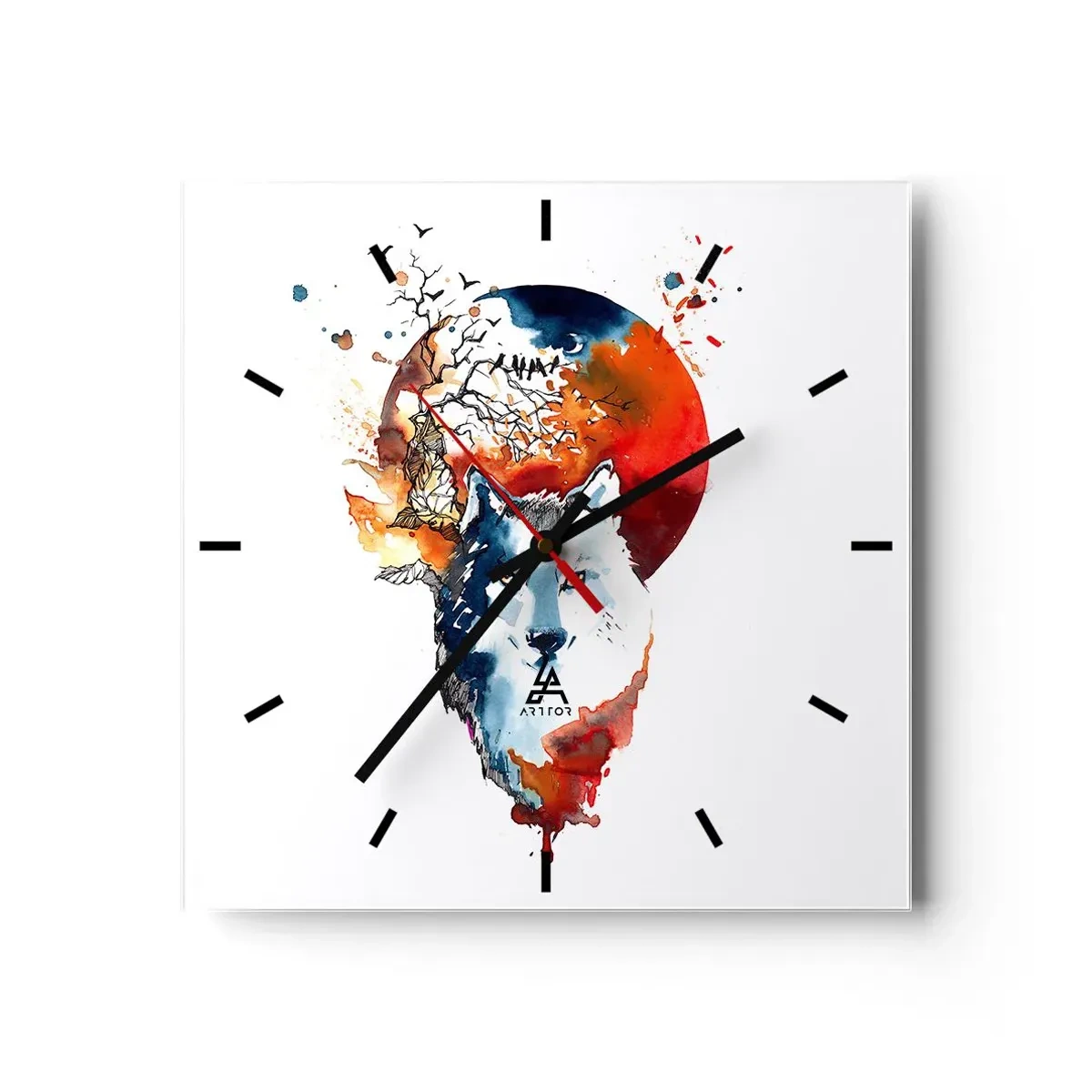 Wandklok - Klok - Neus aan neus met de nacht - 30x30 cm