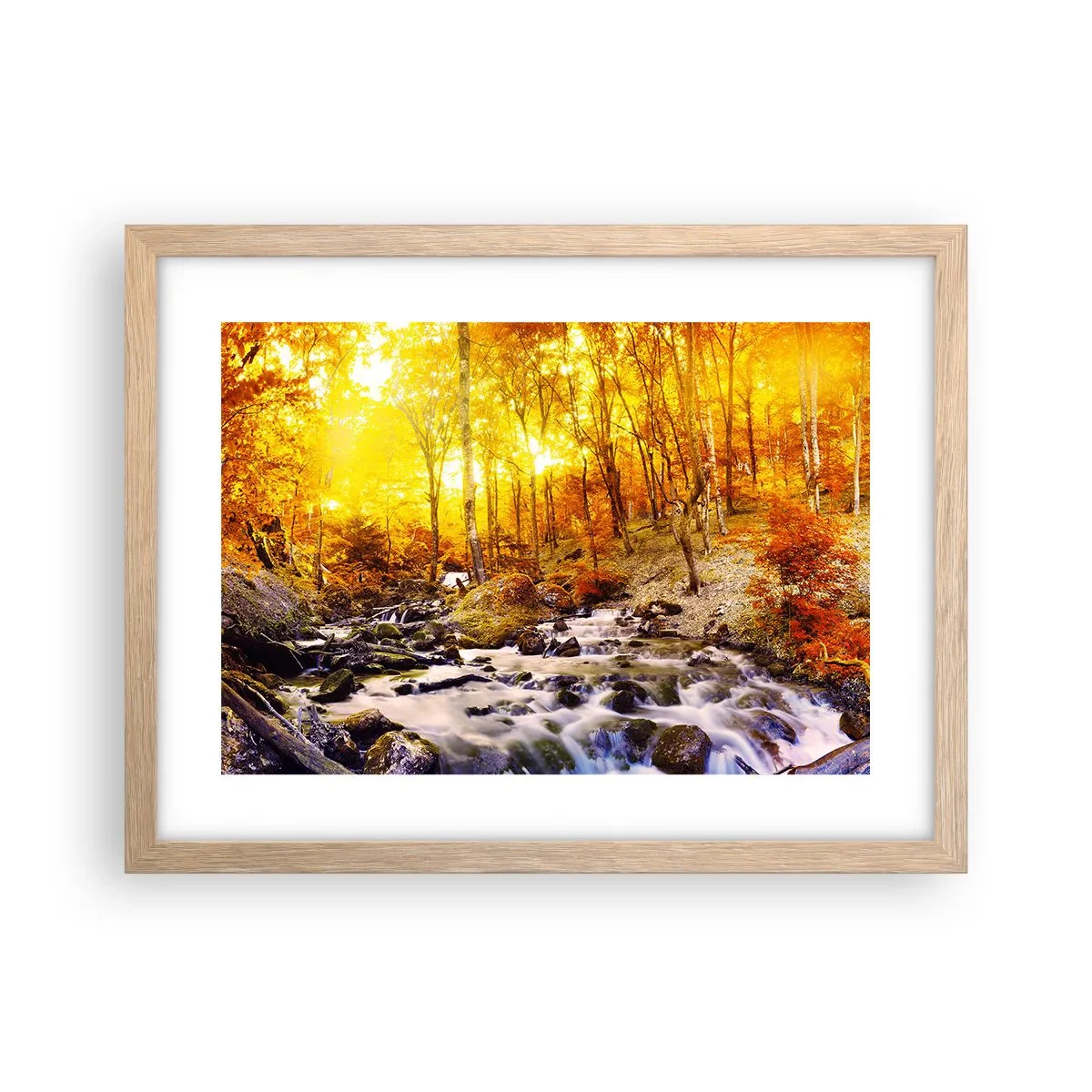 Een poster in een licht eiken lijst - Stenen gezet in goud en platina - 40x30 cm