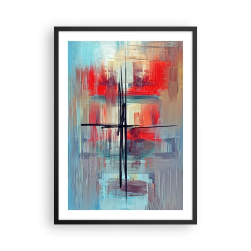 Poster in een zwarte lijst - Abstracte compositie in dynamische kleuren - 50x70cm - Een landschap in een onbekende dimensie - Moderne wanddecoratie voor woonkamer en slaapkamer ARTTOR