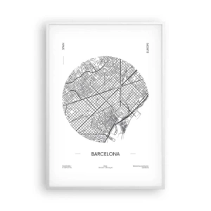Poster in een witte lijst - Anatomie van Barcelona - 70x100 cm