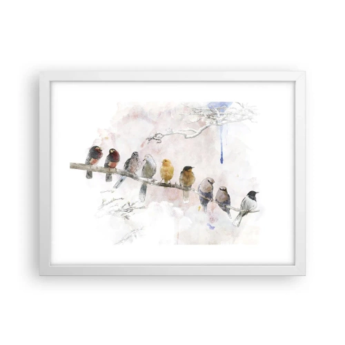 Poster in een witte lijst - Gevleugelde ontmoeting - 40x30 cm