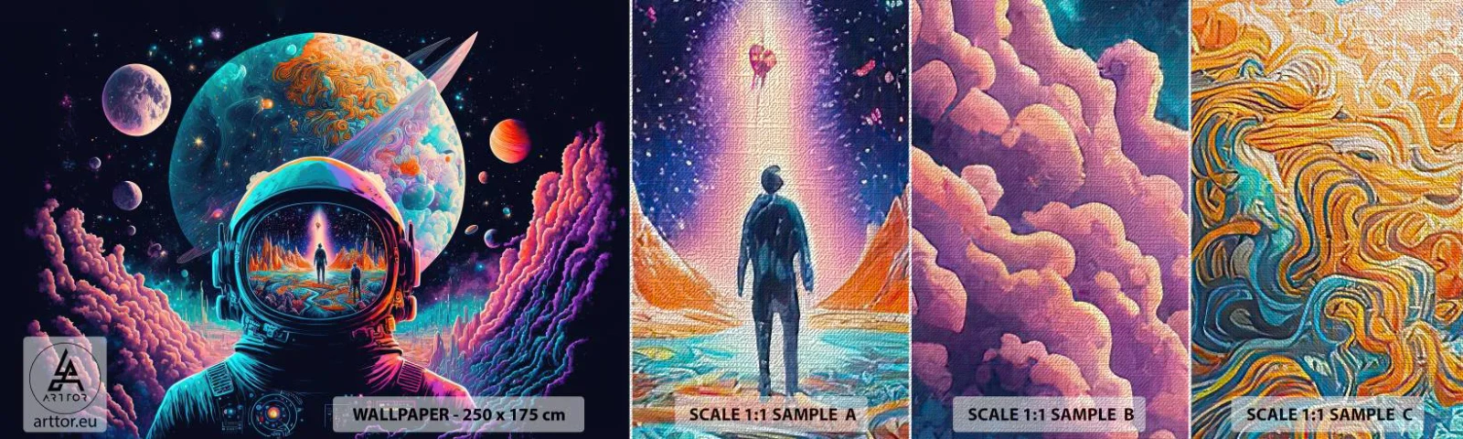 Fotobehang Monster Premium Canvas - Filosofen hebben er niet van gedroomd - Astronaut, Futuristisch, Kosmos - 100x30 cm