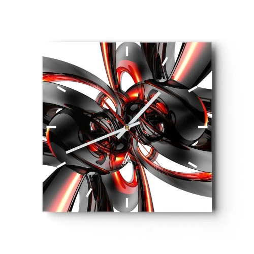 Wandklok - Klok - Beweging in grafiet en rood - 30x30 cm