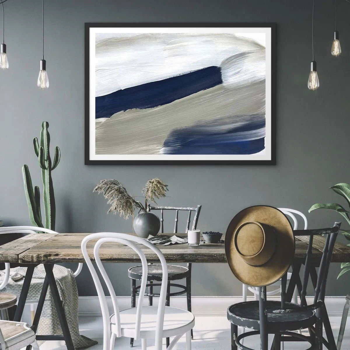 Poster in een zwarte lijst - Ontmoeting met witheid - 70x50 cm