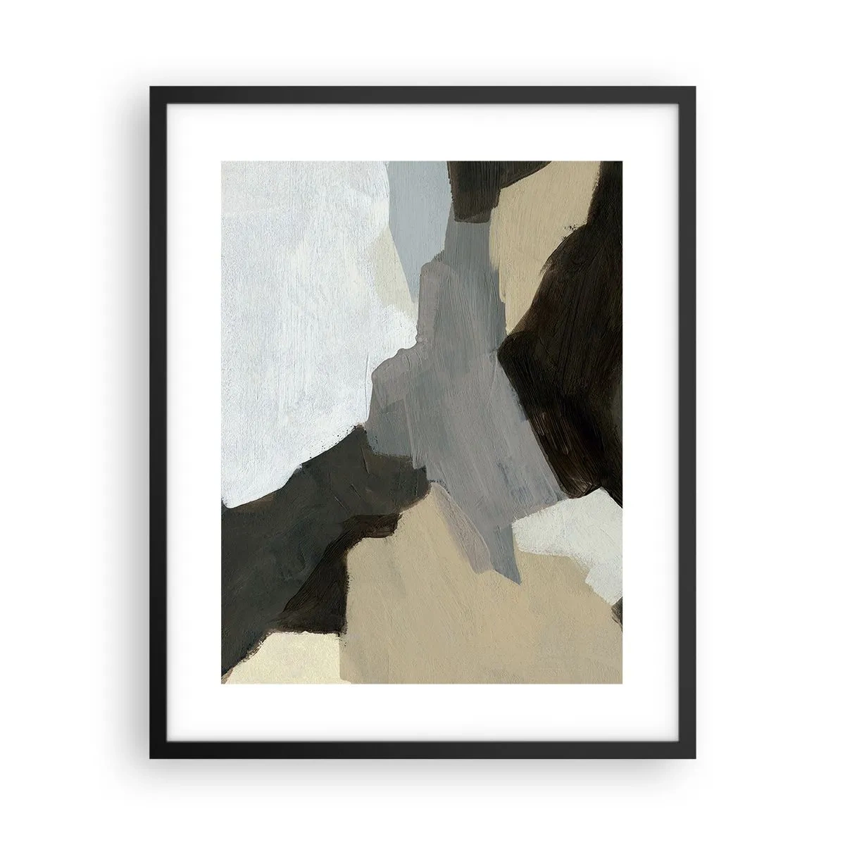 Poster in een zwarte lijst - Abstractie: het kruispunt van grijs - 40x50 cm