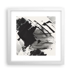 Poster in een witte lijst - Abstractie – expressie van zwart - 30x30 cm