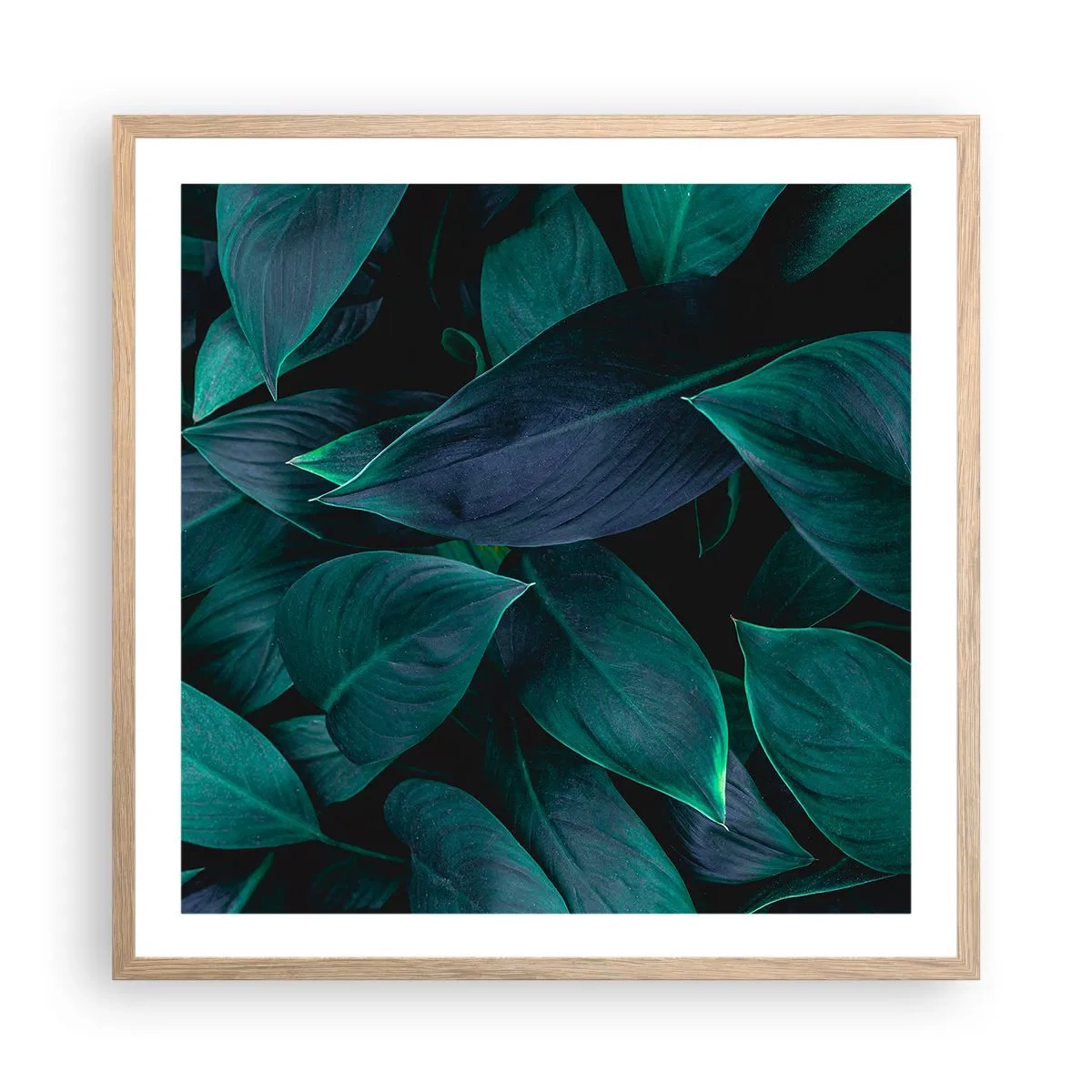 Een poster in een licht eiken lijst - Groen op zichzelf - 60x60 cm