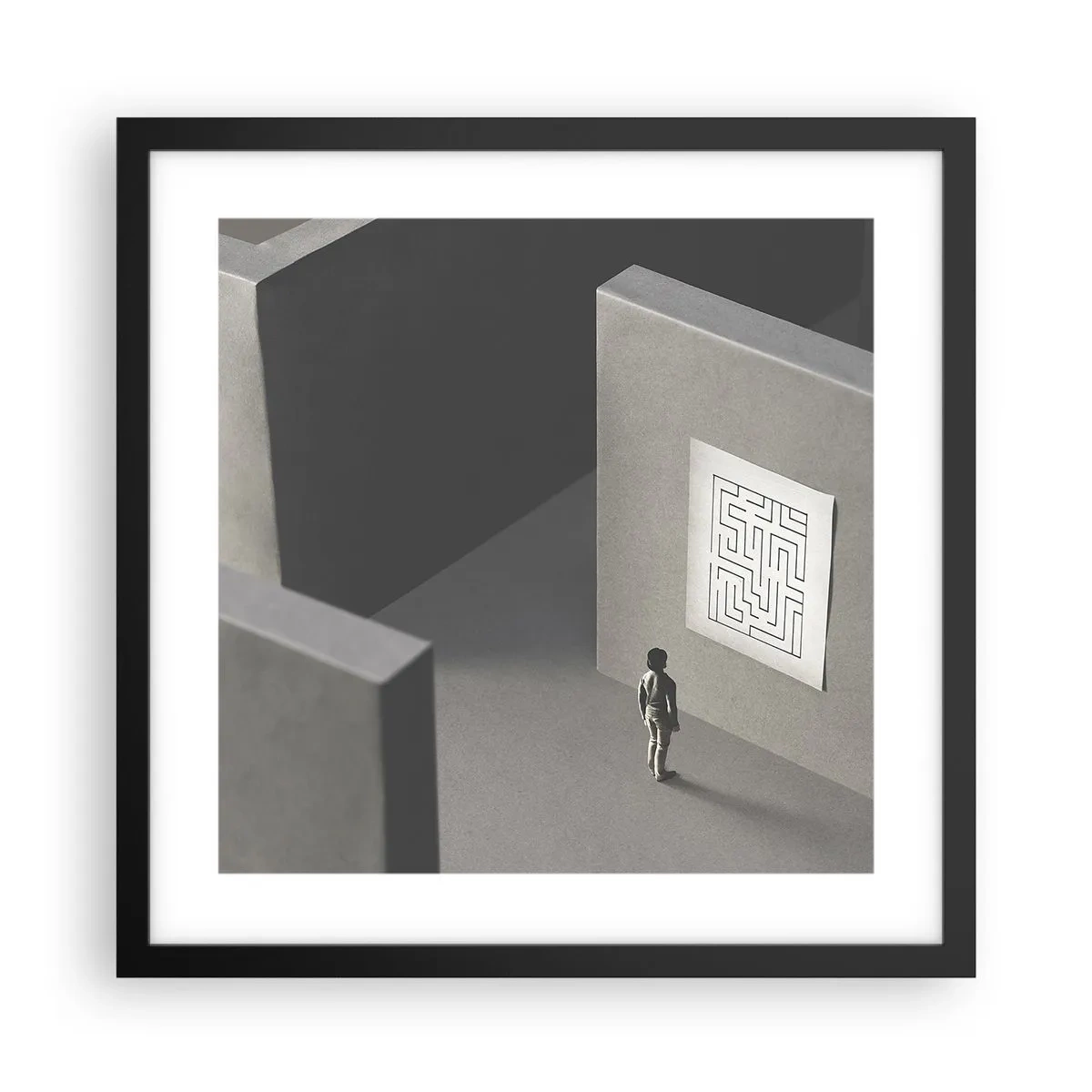 Poster in een zwarte lijst - Maar waar ben ik? - 40x40 cm