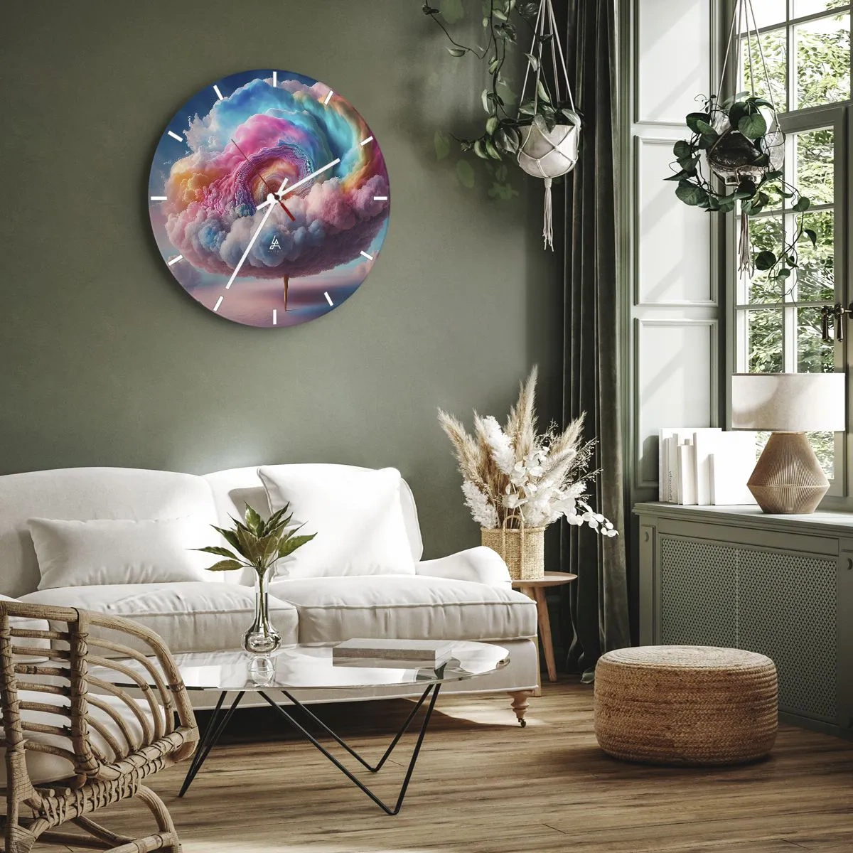 Wandklok - Klok - Een fantasiewolkenboom in pastelkleuren - 30x30cm - De droom van een pretpark - Moderne wanddecoratie voor woonkamer, keuken en slaapkamer ARTTOR