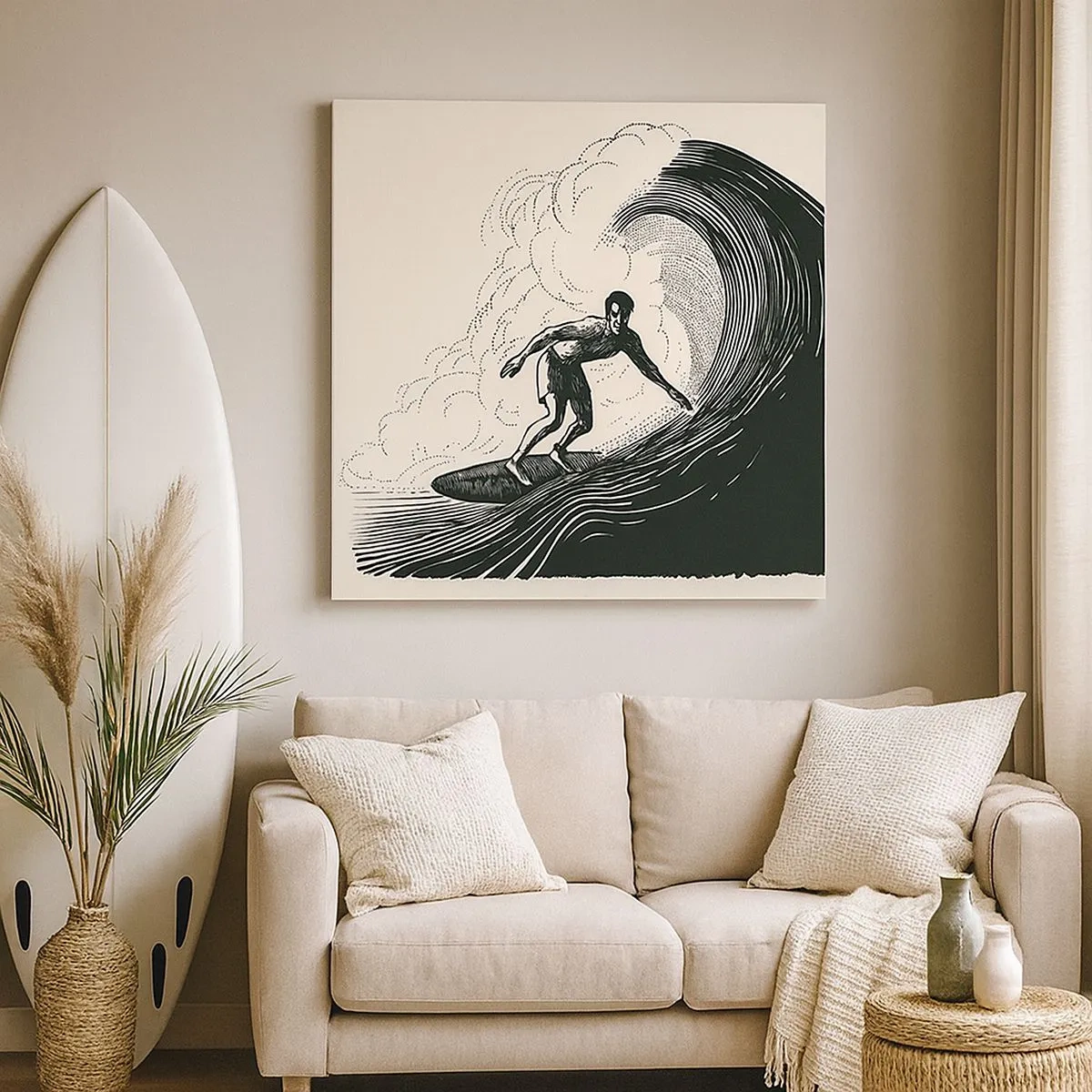 Schilderen op canvas - Koning van de golf - 30x30 cm