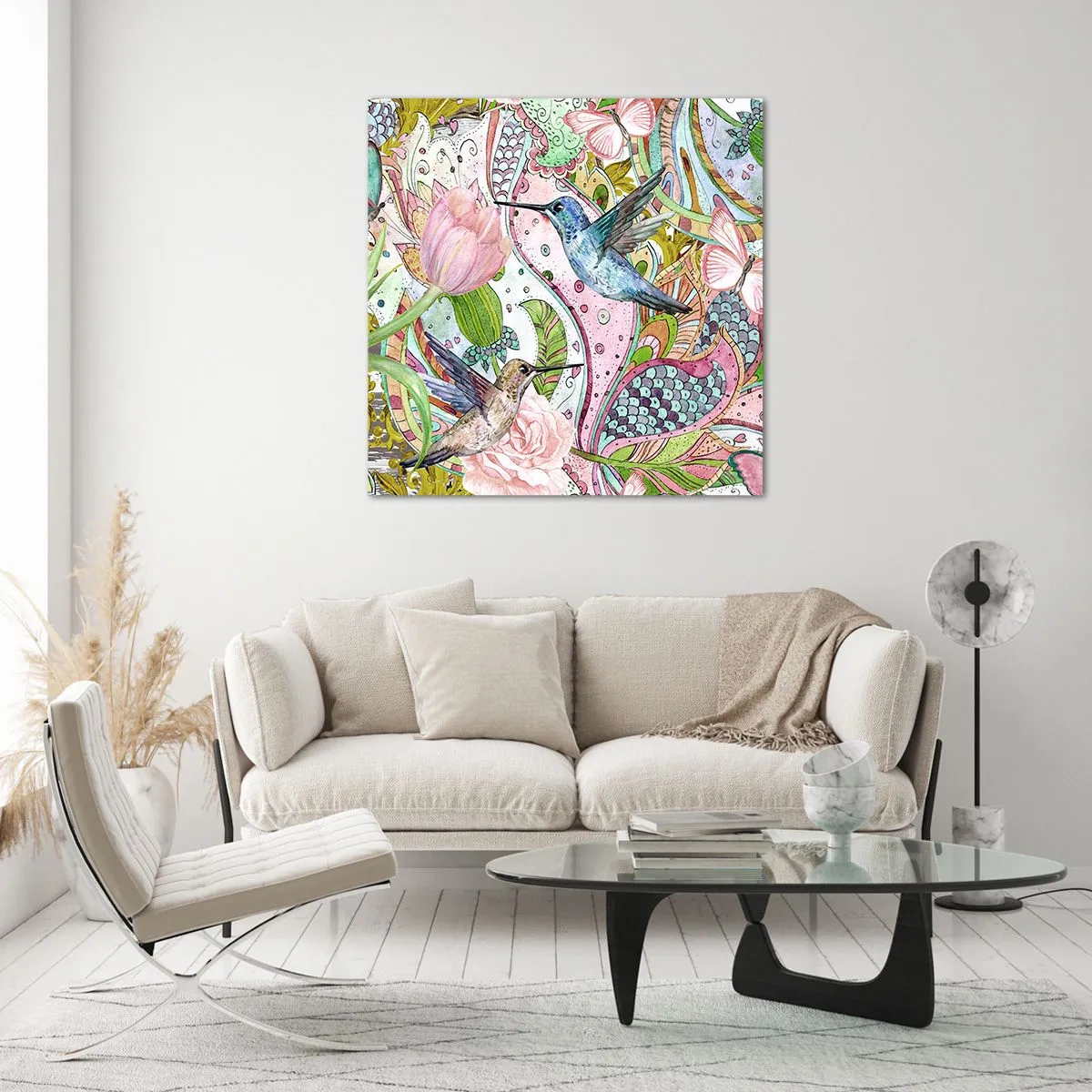 Schilderen op glas - Verstrikt in wijnstokken - 50x50 cm