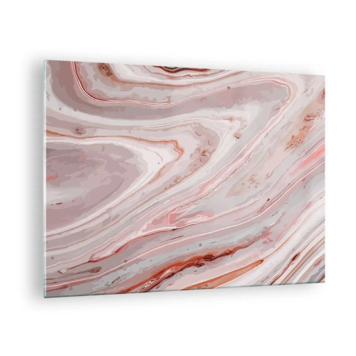 Schilderen op glas - Abstract patroon in tinten roze en bruin - 70x50cm - Roze vloeistof - Moderne wanddecoratie voor woonkamer en slaapkamer ARTTOR