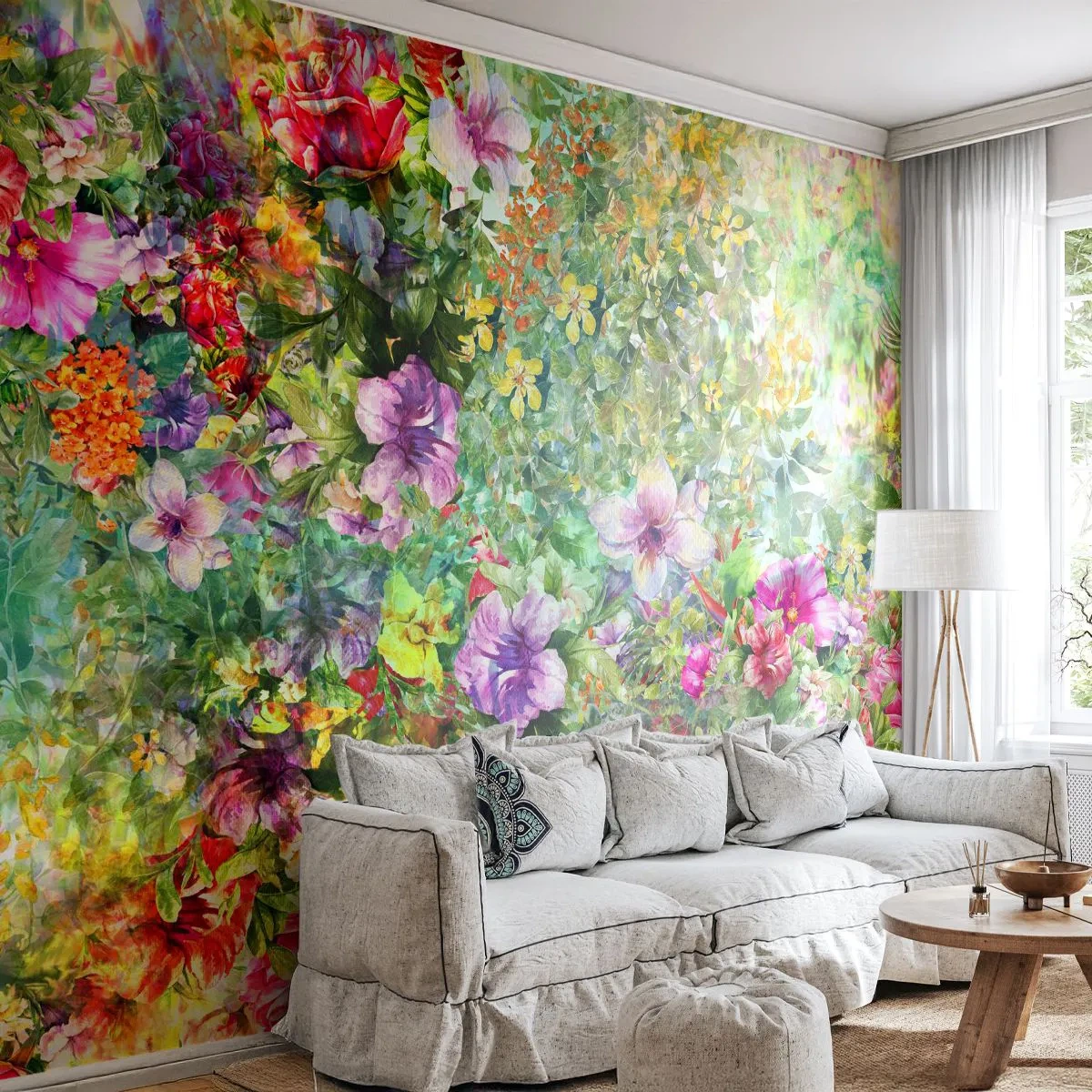 Zelfklevend Fotobehang Deluxe Sticker - In bloemen voor verderf - Bloemen, Tuin, Natuur - 500x350 cm