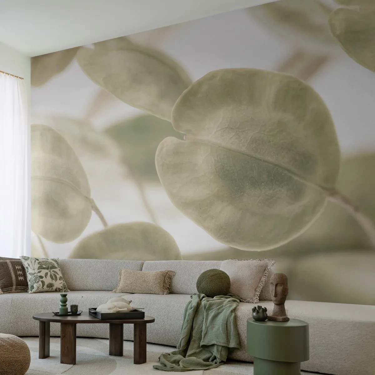 Fotobehang Premium Canvas - In het begin waren er bladeren... - Bloemen, Kalm, Bladeren - 350x256 cm