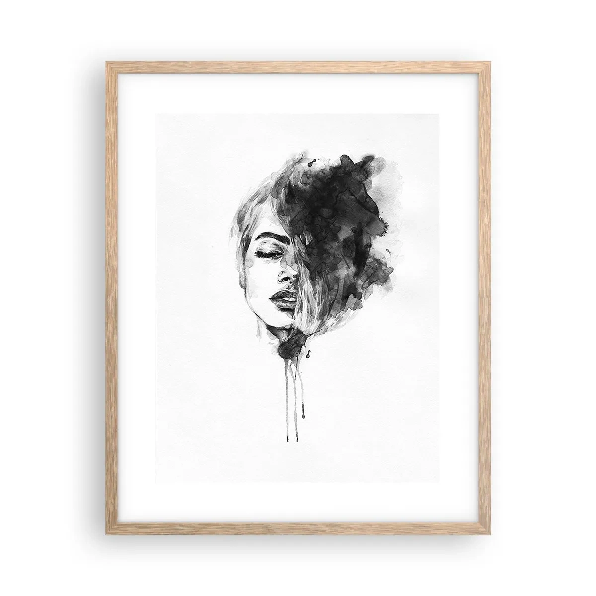 Een poster in een licht eiken lijst - Waar droomt het meisje over? - 40x50 cm