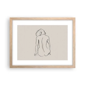 Een poster in een licht eiken lijst - Naakt meisje - 40x30 cm