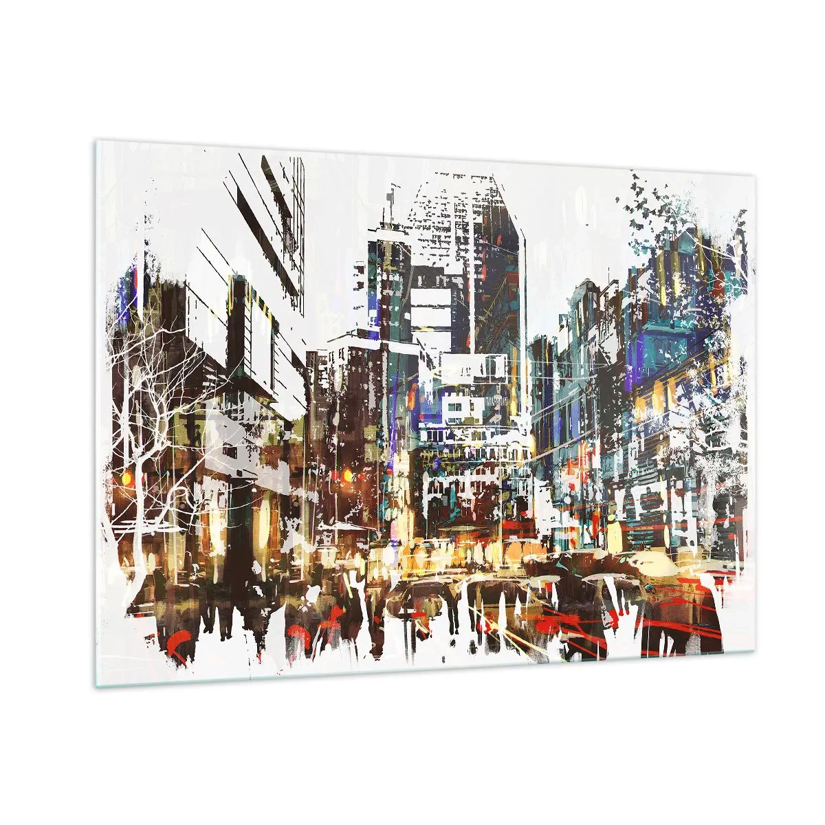 Schilderen op glas - Een glinsterende stad - 100x70 cm