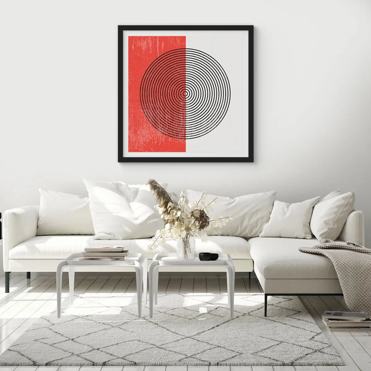 Poster in een zwarte lijst - Op de kop geslagen - 60x60 cm