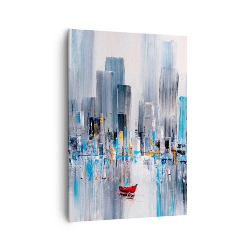 Schilderen op canvas - Een metropool aan de baai - 70x100 cm