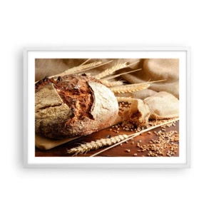 Poster in een witte lijst - Smakelijk, geurig, knapperig - 70x50 cm