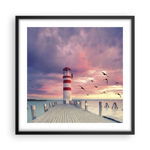 Poster in een zwarte lijst - Het is tijd naar de haven te gaan - 50x50 cm