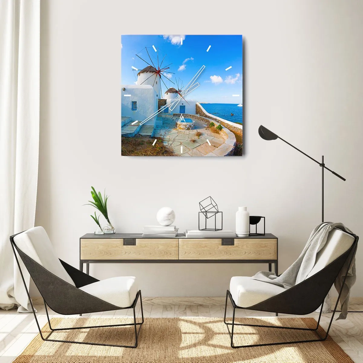 Wandklok - Klok - De blauwe wind uit de zee - 30x30 cm