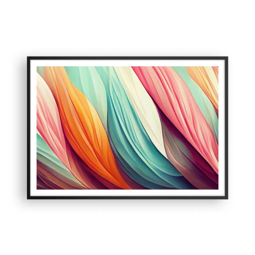 Poster in een zwarte lijst - Regenboog geweven - 100x70 cm