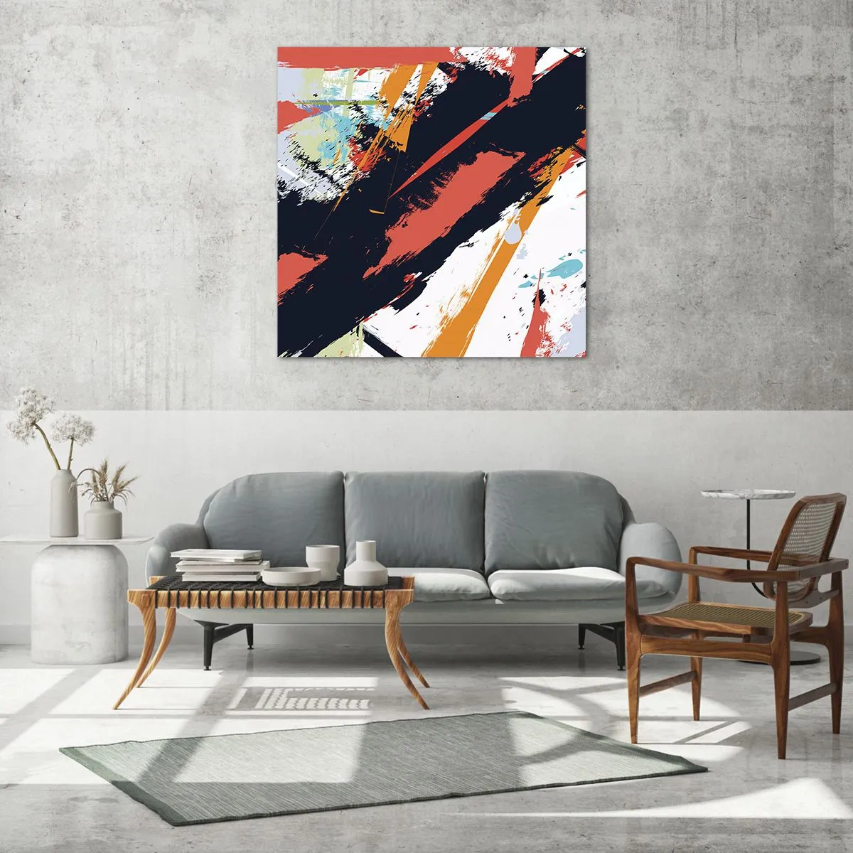 Schilderen op glas - Dynamische compositie - 60x60 cm